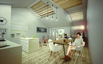 Interior Render of Interscape, Living Space